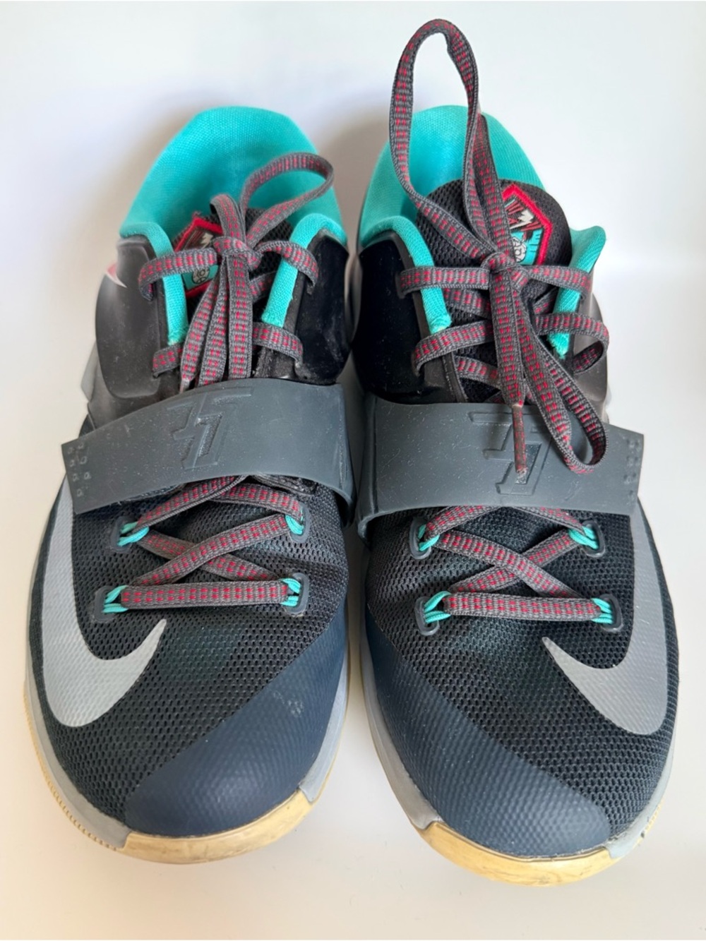Nike KD-35 Boys Basketball Sneakers Black Red Teal Size 6Y EU 38.5